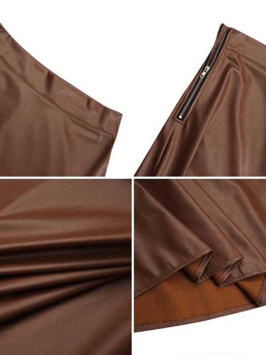 ZANZEA%20Women's%20PU%20Leather%20Maxi%20Skirt%202025%20Autumn%20Elegant%20OL%20Long%20Saias%20Fashion%20Solid%20Mujer%20Faldas%20Casual%20High%20Waist%20Zipper%20Jupe%20-%20Image%205