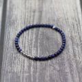 New 4mm Stone Bracelet Men Natural Volcanic Rock Tiger Eye Braslet Beaded Silver Color Hematite Elastic Braclet Pulsera Hombre. 