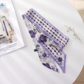 New Style Summer French Retro Purple Tied Hair Small Floral Long Silk Scarf Headband Braided Hair Chiffon Thin Ribbon Scarf. 