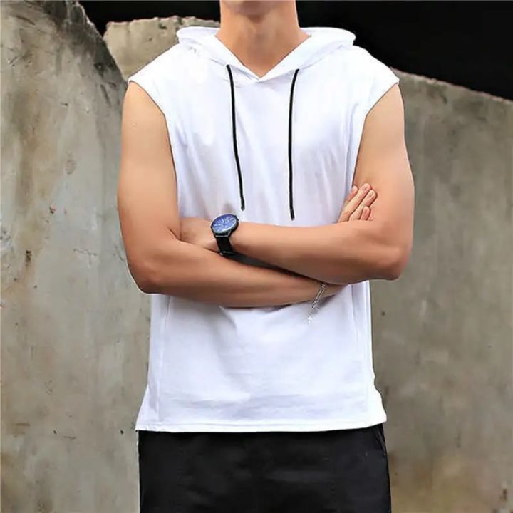 New Men’s Cotton Soft Sleeveless Workout Hoodie