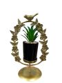 Luxurious Small Golden Metal Decorative Planter – Elegant Artificial Succulent in Black Glossy Pot for Homedecor, Room, drawingroom, Eid, Ramdan, Office, and Tabletop Décor, Modishbazar.. 