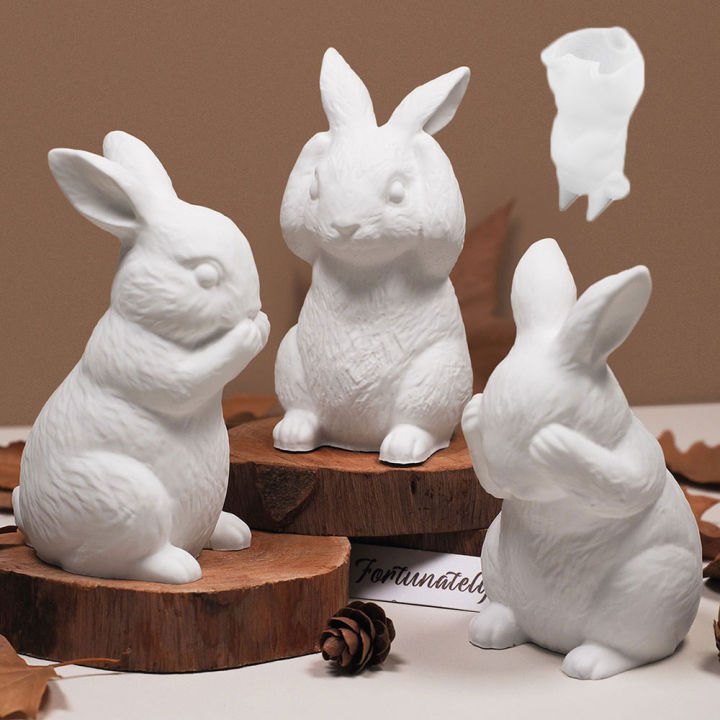 Epoxy Cast Rabbit Cute Rabbit Molds Easter DIY Rabbit Hand Covering Mouth, Ears And Eyes ...