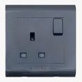 Kevilton Modular Black Switch 13A Plug Base Modular Series Black. 