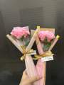Handmade crochet rose with complementary khaaki wrapping/ crochet rose. 