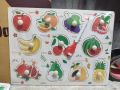 Wooden Vegetables And Fruits Puzzle. 
