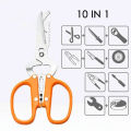 10 in 1 Detachable Scissors Stainless Steel Detachable Multifunctional Stainless Poultry Kitchen Nutcracker Bottle opener Bone- Light Green. 