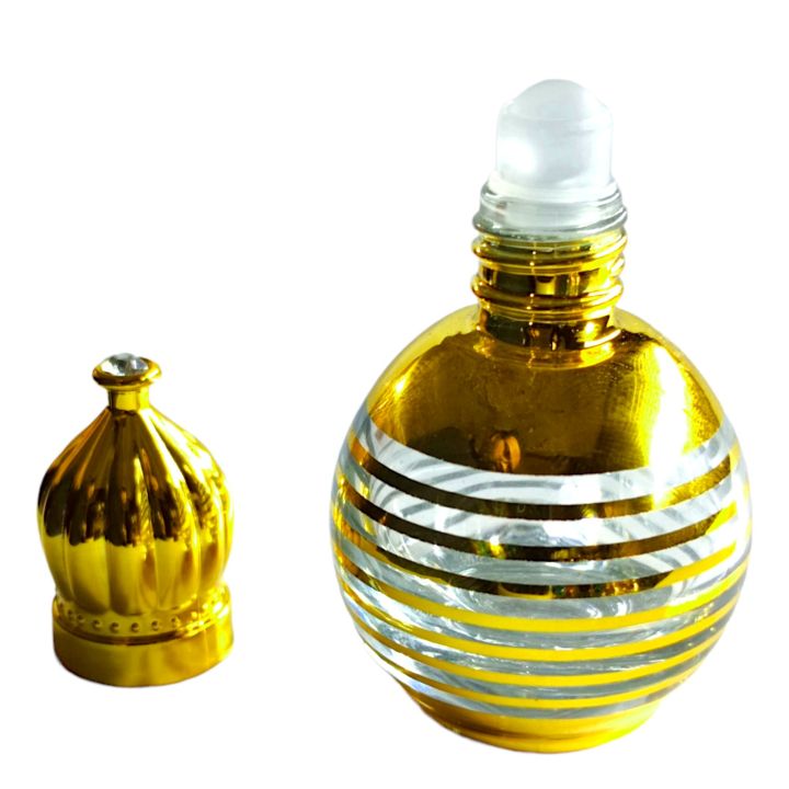Fancy Attar Bottle Golden Lazer Round shaped Glass Attar Bottles