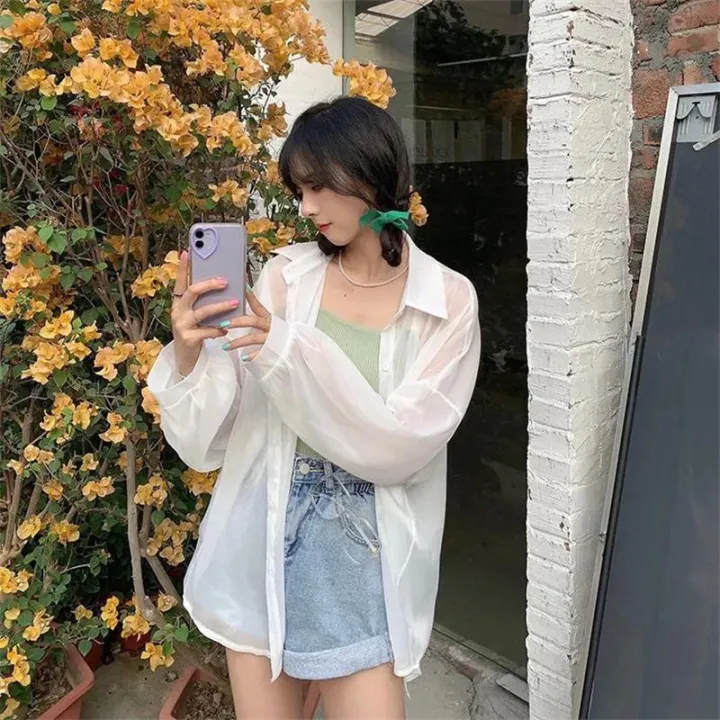 Shirt%20for%20Women%20Blouse%20Long%20Sleeve%20Top%20Female%20Chiffon%20Loose%20Cardigan%20Thin%20Sexy%20Solid%20Color%20Casual%20Shirt%20-%20Image%206