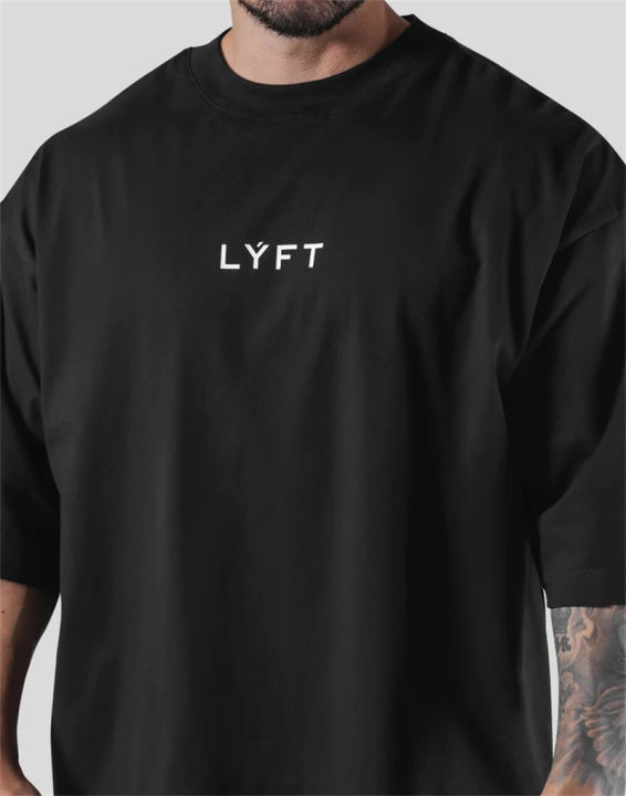 LYFT%20Loose%20Men%20Gym%20Running%20T-Shirts%20Breathable%20Short%20Sleeve%20Summer%20Cotton%20Fitness%20T%20Shirt%20%20Sports%20Bodybuilding%20Training%20TEE%20Tops%20-%20Image%205