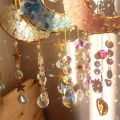 1/4pcs Moon Shaped Crystal Sun Catcher, Car Pendant, Magic Rainbow Hanging Wall Decoration, Fantasy Crystal Pendant, Rainbow.