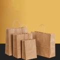 10pcs/lot Kraft Paper Bag with Handles Packing Bags for Store Clothes Wedding Christmas Supplies Handbags Kit.