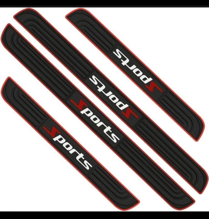 Door Sill Plate Protectors Guards Sill Scuff Cover Panel Step Protector (Sports, Black & Red, Pack of 4)
