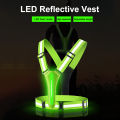 LED Running Vest USB Rechargeable Reflective Security Vest Adjustable Night Running Riding Clothing High Visibility Elastic Band.