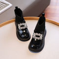 Children Fashion Boots Girls Rhinestone Princess Boots Square Buckle Breathable Kids Sock Shoes 2024 Spring Autumn New.