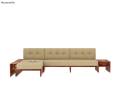 Cortez L-Shaped Wooden Sofa with Side Storage Drawer(Honey Finish). 