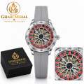 Watch With Roulette Dial Silver Strap Premium Quality. 