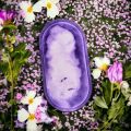 "Ivory Whisper with Royal Plum Marble Lavender/ Purple Oval Tray". 