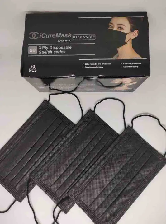 3PLY%20SURGICAL%20BLACK%20MASK%20-%2050PCS/100PCS%20BOX%20Layer%20Disposable%20Face%20Mask%20Dust%20Filter%20Safety%20Protection%20Cover%20NMRA%20Approved%20-%20Image%203