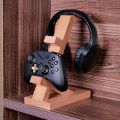 "Fresco Alif" PS5 Headset Holder with 2 Controller Holders, Headphone Holder Table, Gaming Headset Stand Made of Wood, Headphone Stand Gaming for PC Xbox One PS4, Headset Stand. 
