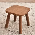 1pc All Solid Wood Shoe Changing Stool, Small Walnut Color Stool For Living Room, Entrance, Bathroom, Bedroom, Kitchen. 