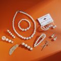 22piece Ladies Jewelry Set Pearl Earrings Necklace Feather Scissors Pearl Hairpin Set. 