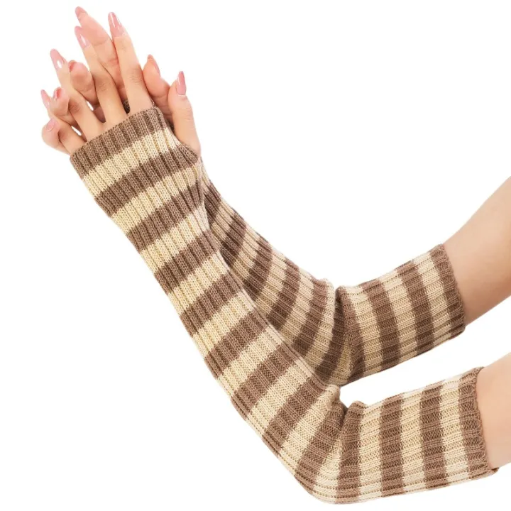 Botvotee%20Arm%20Warmers%20Free%20Shipping%20Sleeves%20for%20Women%20Y2k%20Accessories%20Stripe%20Knit%20Winter%20Extend%20Sleeves%20Half%20Finger%20Gloves%20Black%20-%20Image%202