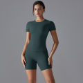 Yoga Set Women Sports Short Sleeve Top With High Waist Leggings Running Jogging Workout Clothes Sports Fitness Gym Sets.