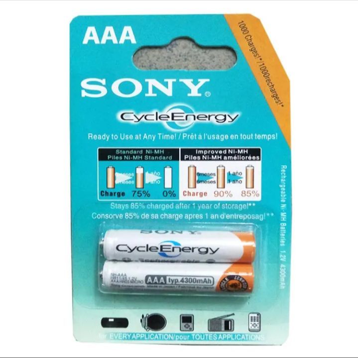 2 Pcs SONY-AAA Rechargeable Battery Remote battery small pencil battery
