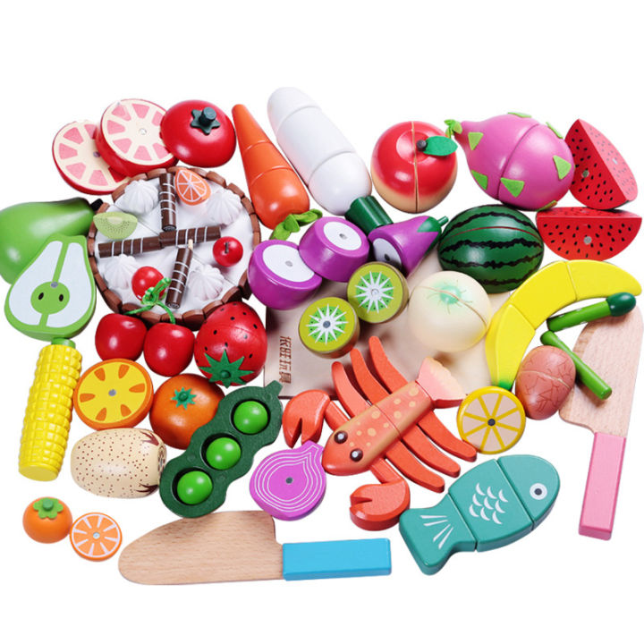 1PCS Wooden Toy Cutting Fruit Vegetables Food Pretend Play