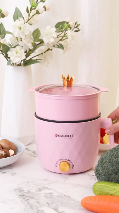 Samurai Mini Electric Rice Cooker – 1.8L Multi-Function Non-Stick Pot . Portable & Stylish Design for Home & Office