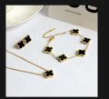 Fashion Alloy Jewelry Set Plum Blossom Five Leaf Flower Earing Girls Bracelet Laser Metal. 