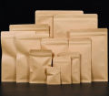 Flat Bottom Kraft Paper Aluminum Foil Inside Zip Lock Heat Sealing Package Bags Food Coffee Bean Snacks Gift Packaging Pouches. 