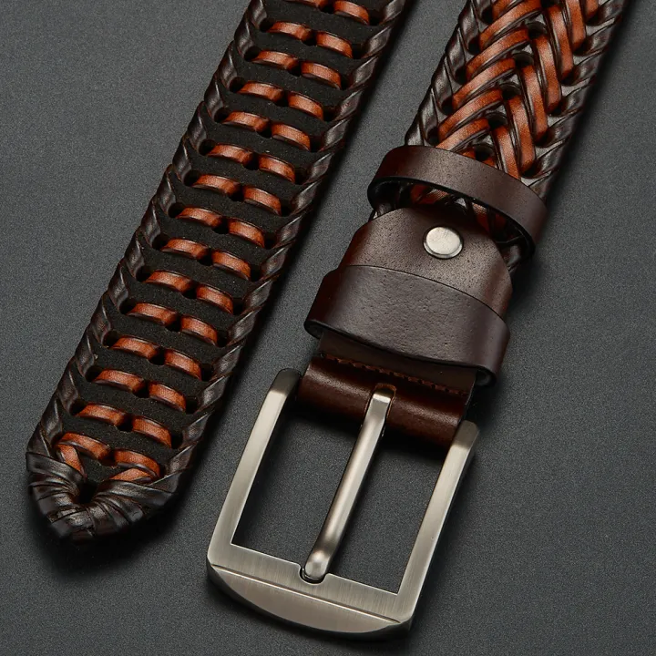 LUCKACE%20Genuine%20Leather%20Casual%20Men's%20Belt%20Trendy%20Golf%20Belts%20Knitted%20Belt%20With%20Alloy%20Buckle%20Best%20Gift%20Choice%20for%20Boyfriend/Husban%20-%20Image%206