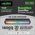 BLUK'S BX-185 BassMax SoundBar Bluetooth Wireless Speaker 20W - Bold Sound Sleek Design With LED Light Show - 1 Year Warranty. 