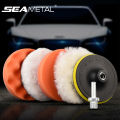 SEAMETAL 6pcs/set Car Polishing Sponge Pads Kit Foam Pad Buffer Kit Polishing Machine Wax Pads 3/4/5 Inch for Removing Scratches.