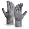 2025 New Men's Warm Gloves Winter Touchscreen Plus Fleece Gloves Cold Warm Wool Knitted Gloves.