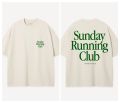 Sunday Running Club Men Cotton TShirt Casual Loose Streetwear Vintage Athletic Hipster. 
