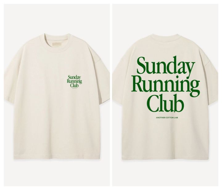 Sunday Running Club Men Cotton TShirt Casual Loose Streetwear Vintage Athletic Hipster