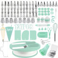 137Piece Ultimate Cake Decorating Kit with Turntable - Stainless Steel Piping Tips, Cupcake & Baking Tools for Creative Desserts.