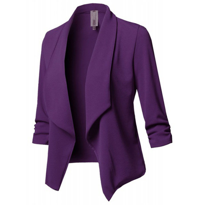 Women%20Solid%20Folds%20PU%20Leather%20Button%20Turn%20Down%20Collar%20Bodycon%20Working%20Black%20Blouse%20Tops%20-%20Image%202