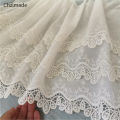 1 Yard Natural Cotton White Lace Multilayer Pleated  Lace Embroidery Edge Trim Ribbon Patches Wedding Dress Fabric Sewing Craft. 
