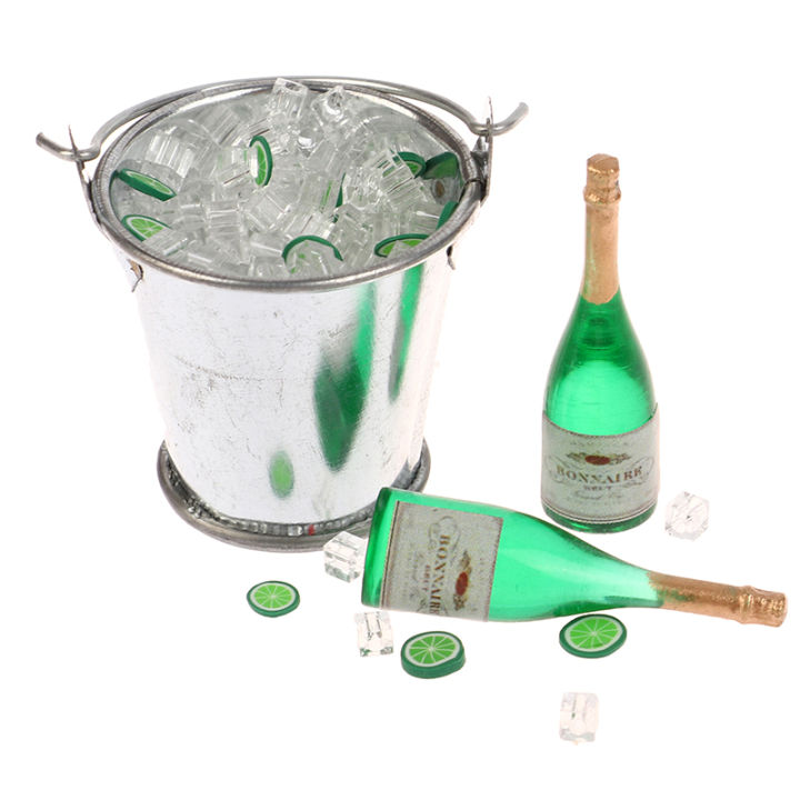 1Set 1/12 Dollhouse Beer IceCube Bucket Set Model Dollhouse Mini Bar Decorations Toys Dolls House Accessories
