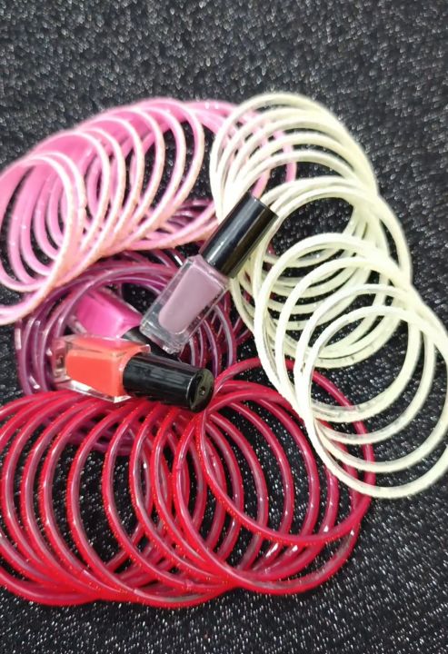 7 in 1 Affordable Deal – 48 Pcs Velvet Glass Bangles + 3 Student Nail ...