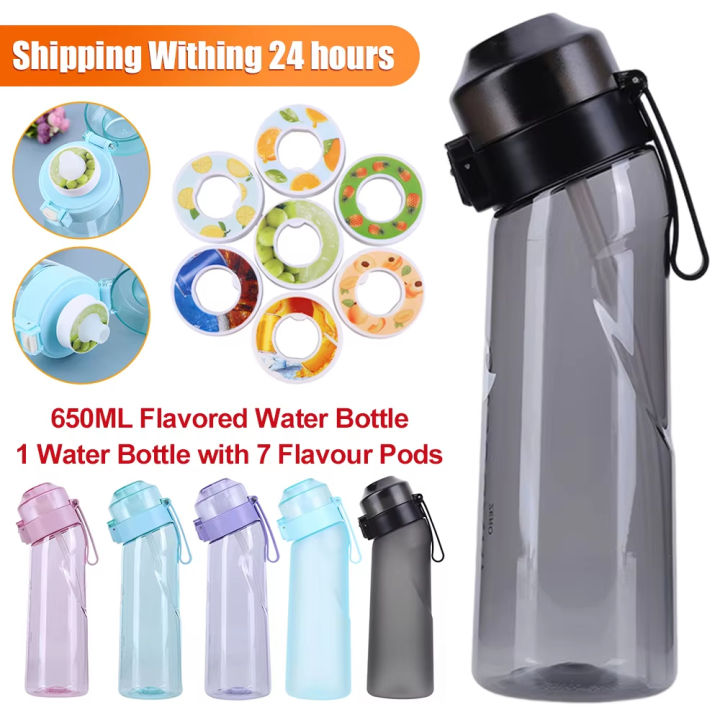 650ml Flavored Water Bottle with Flavor Pods Frosted Air Water up Bottle Camping Fishing Water Cup Set for Outdoor Activities