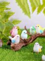 8pcs Miniature Bird Figurines, Mock Animal Toy Mini Cute Pet ModelFOr Fairy Garden, Moss Micro Landscape. 