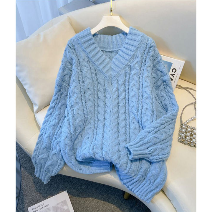 MEXZT%20Harajuku%20Sweater%20Women%20Fashion%20Oversized%20Pink%20V%20Neck%20Knitted%20Pullovers%20Korean%20Long%20Sleeve%20Knitwear%20Winter%20Casual%20Jumpers%20-%20Image%203