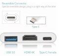 Type C to 3 in 1 Type C to HDMI Type C to USB and Type C to Type C Hub 4K Adapter USB-C to HDMI Converter with 3.0 USB Port and Type C 3.1 Female Charging Port for MacBook. 