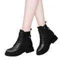 Women new winter black short boots Outdoor non slip walking shoes Casual thick soled Chelsea Boots Fashion comfort shoe Botas De. 