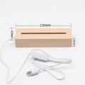 USB Powered 5mm Wooden Led Base with Warm White Cold RGB Colored Lights for 3D Acrylic Plexiglass Night Lamps. 
