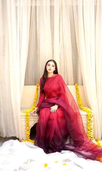 Red Saree with blouse and Panticourt